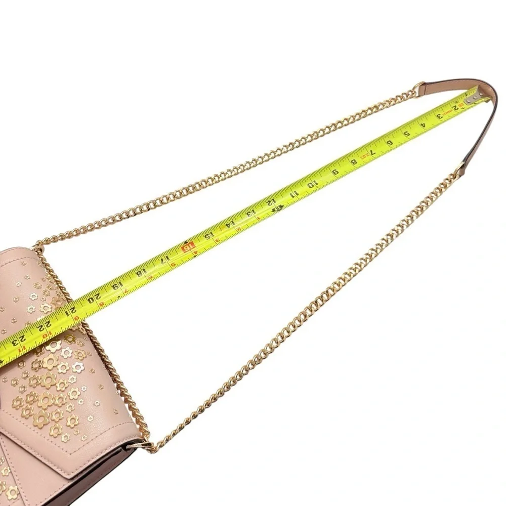 Michael kors pink Kinsley blossom embellished floral crossbody double flap bag